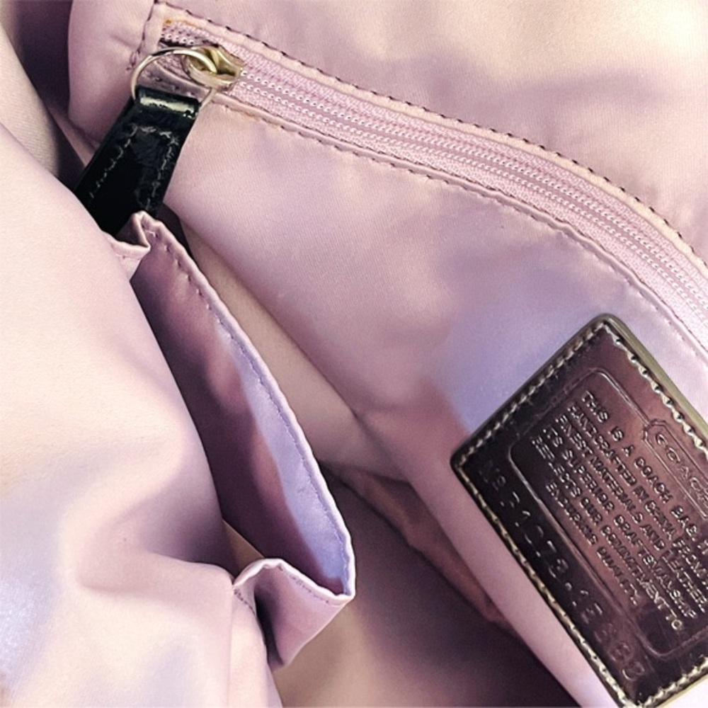 Coach Poppy New York Satin Tote Bag, Wristlet w/ Metallic Accents & Key Fob RARE - Picture 7 of 13